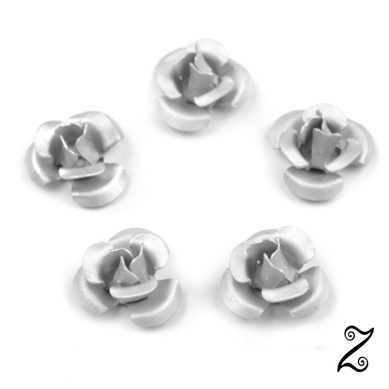 Kovová růžička, stříbrná, 12 mm (10ks)