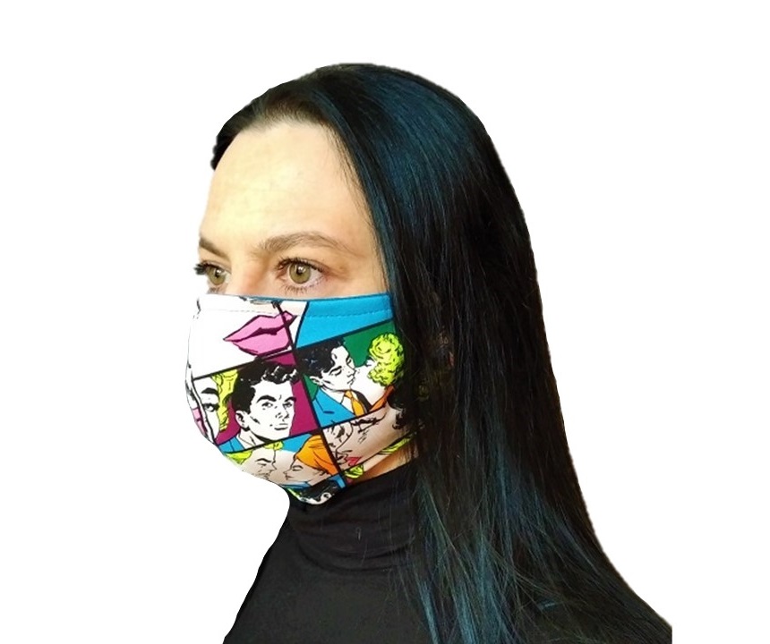 Rouška dámská - komiks neon - pouze jeden kus