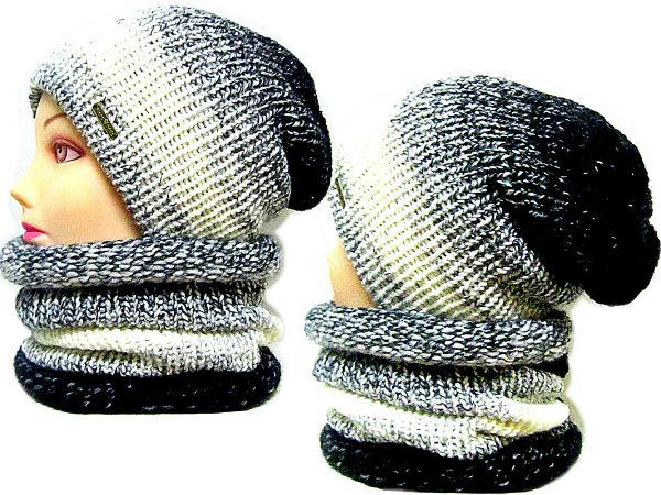 OMBRÉ SOUPRAVA ČEPICE A NÁKRČNÍKU 25%vlna