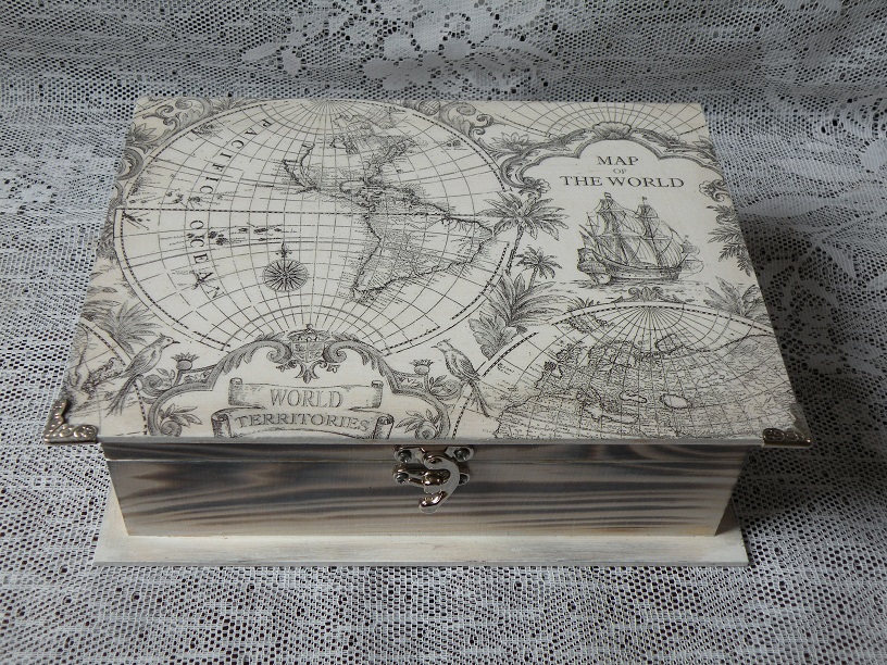 Krabička dárková kniha větší vintage mapa