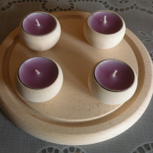  Originální 4 dřevěné svícny s podložkou - přírodní