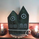 Domeček rustikální - sada 2ks zelená kytička