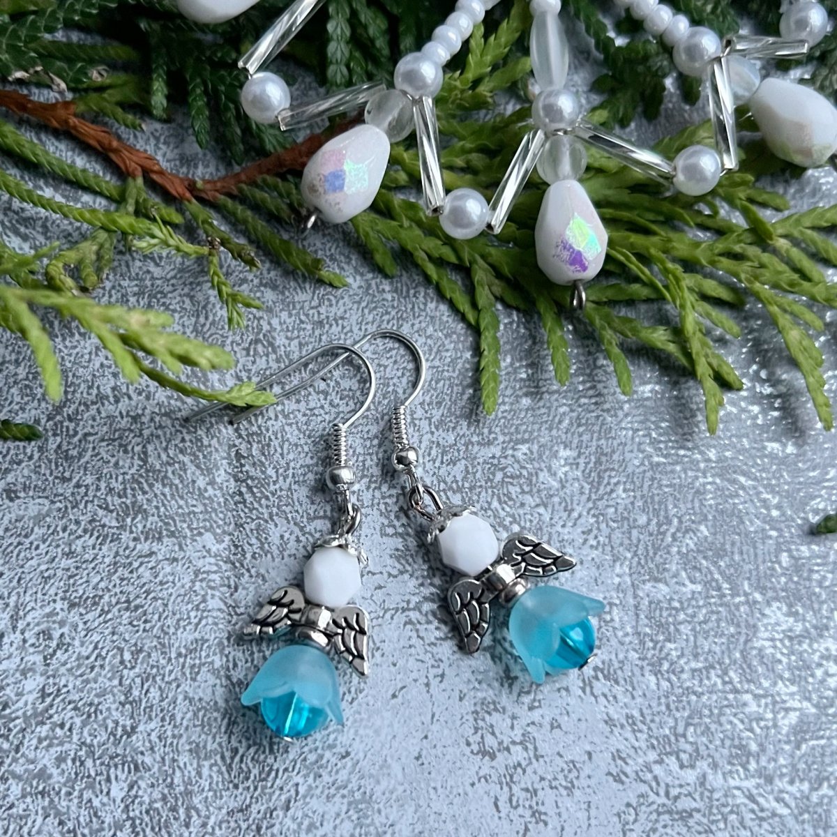 Andílkové náušnice modro-bílé