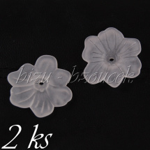 Bílý akrylový plochý květ 2ks (01 0385)