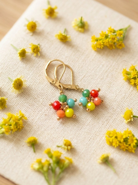 Duhové květinkové náušnice - S. Steel