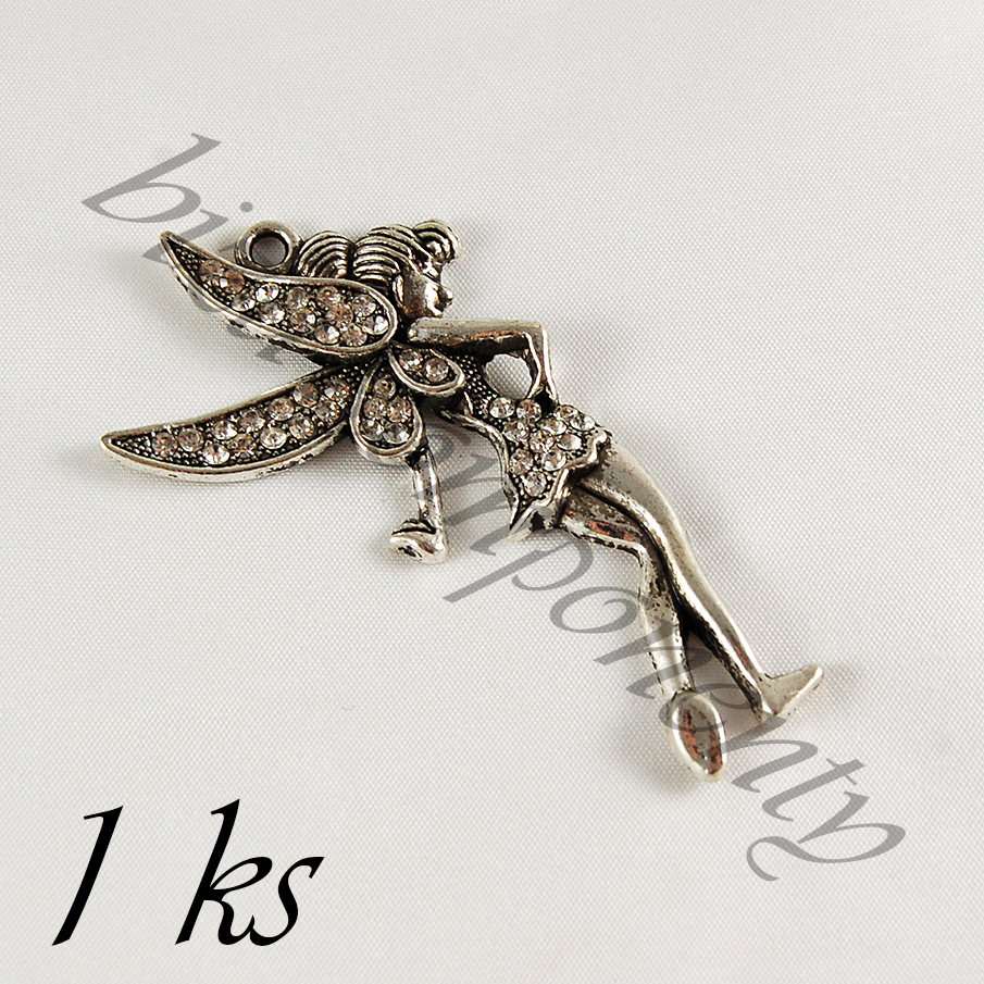 Elegantní stříbrná víla s čirými šatony (02 0556)