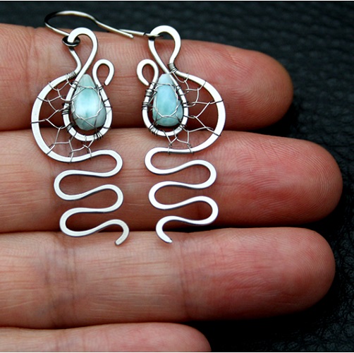 Náušnice-LARIMAROVÉ- tepané- hypoalergenní chirurgická ocel