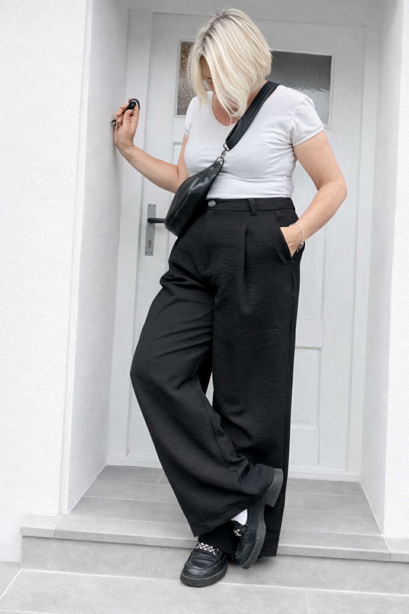  Kalhoty černé lněné