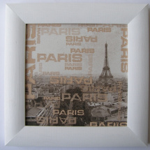 Obrázek dřevěný rám malovaný - 21 x 21 cm  - Paříž hnědá