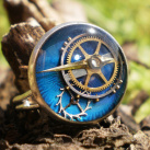 Modrý steampunk prsten