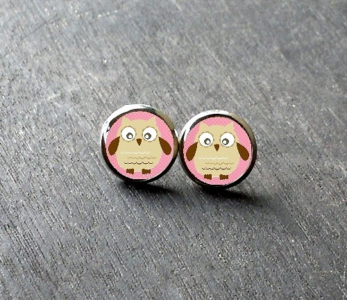 Náušnice Béžové sovy 