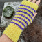 pletené rukavice bezprsťáky žlutofialové
