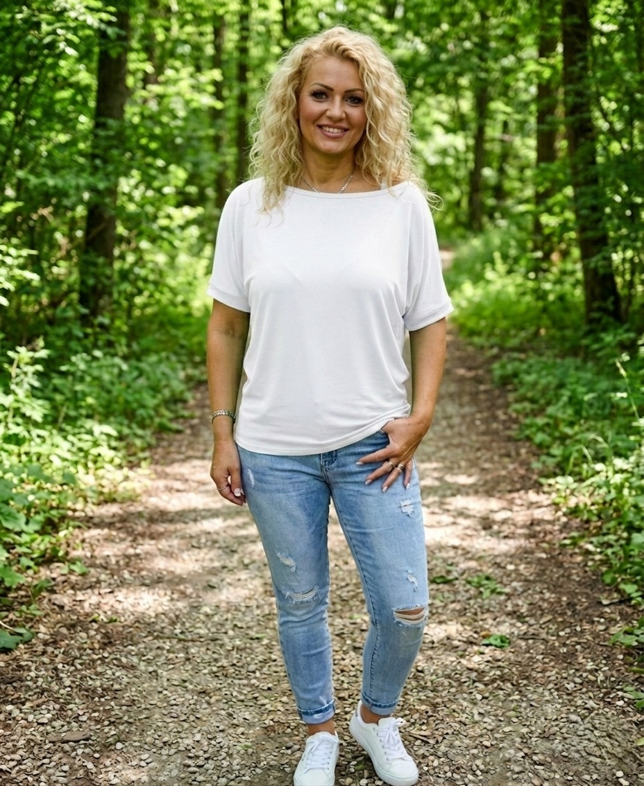 Tričko s širokým lodičkovým výstřihem - bílá barva (viskóza) 