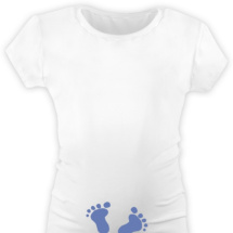 těhotenské TRIČKO bílé s výšivkou NOŽIČKY, modrá