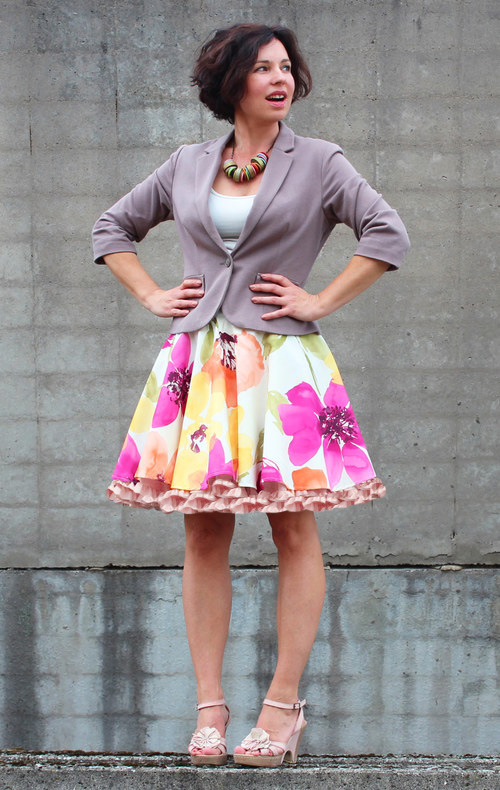 FuFu sukně květovaná2 s růžovou spodničkou