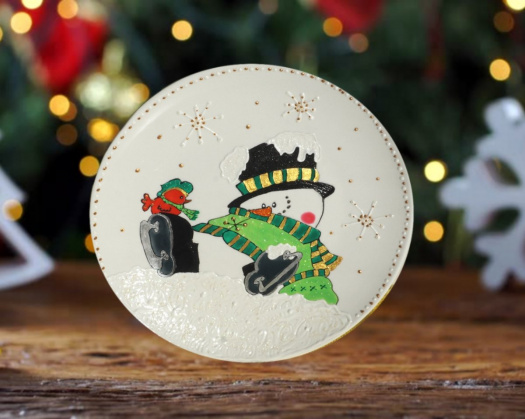 Talíř malý - sněhulák na bruslích