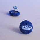 Náušnice buttonkové Loďky v modré