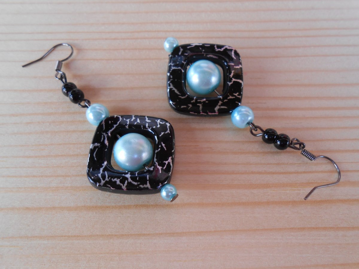 Náušnice čtverečky do černa (143/16)