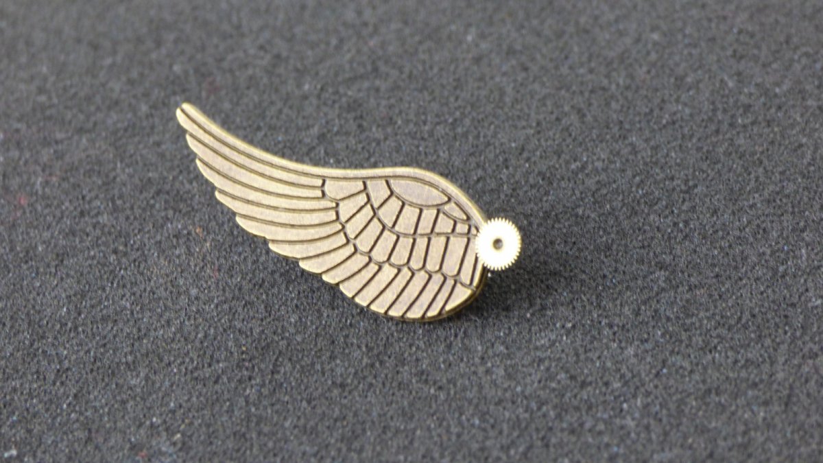 Křídlo, steampunková brož,bronzová