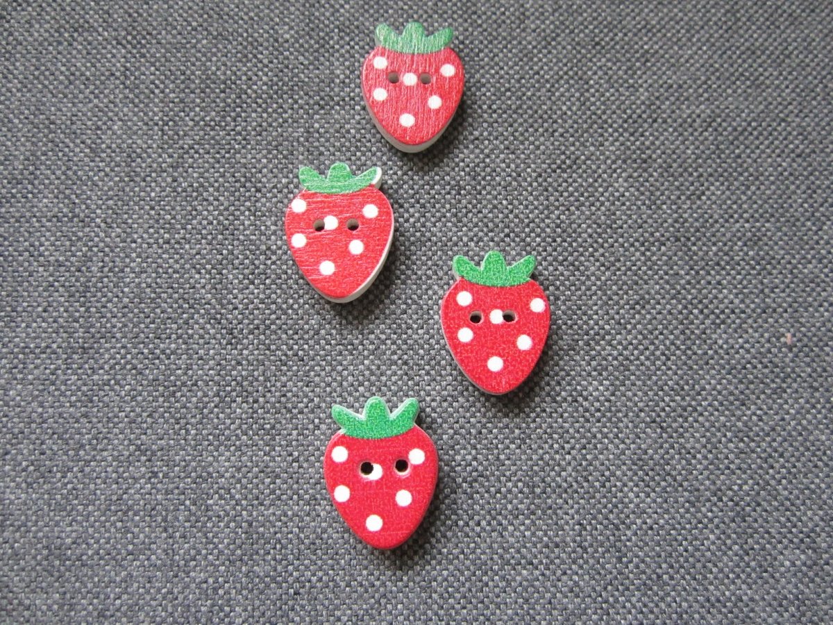 Knoflíčky - jahody, 4ks