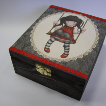 Dřevěná krabička - 4 přihrádky - Gorjuss červená