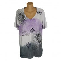 Bílé dámské tuniko tričko fialovošedá batika