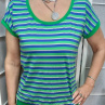 Tričko - modrozelené pruhy, velikost L  ~ SLEVA ~