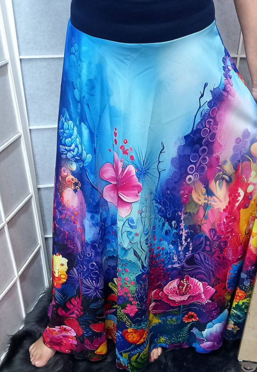 Dlouhá půlkolová sukně - podmořský svět, velikost 2XL ~ LETNÍ VÝPRODEJ ~