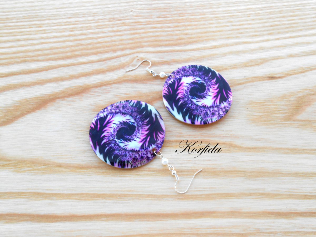 Náušnice perleť fialová, růžová a černá (321/16)