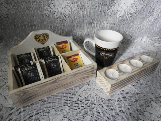 Krabička na čaj - čajovka krása dřeva bílá