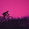 Cyklista v trávě - fuchsiovo-černé dámské triko L