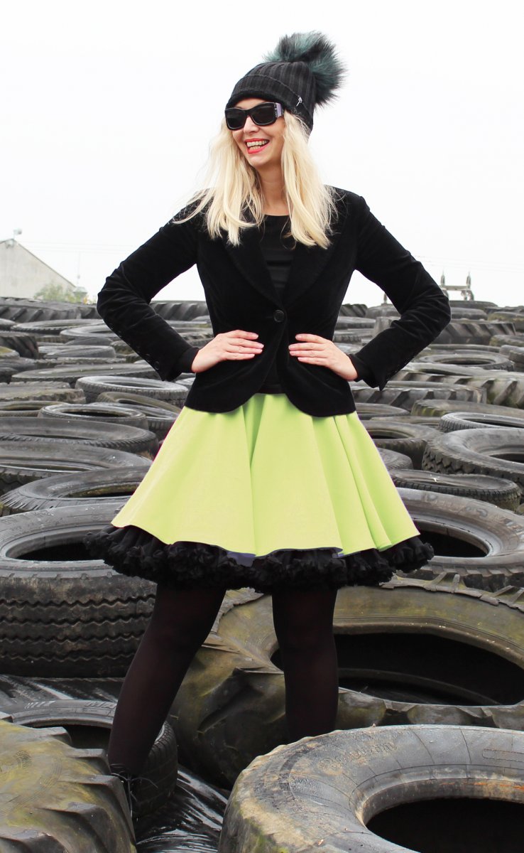 FuFu sukně zelená s černou spodničkou