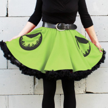 FuFu sukně zelená s kapsami a s černou spodničkou