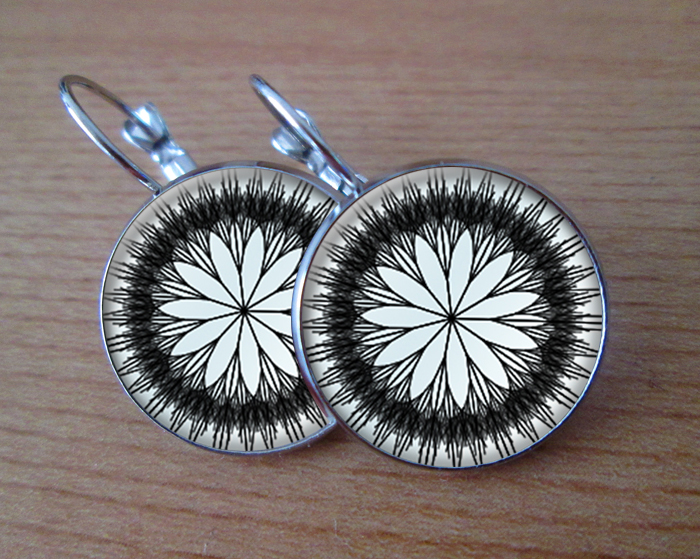 Černobílé květy -  Visací náušnice