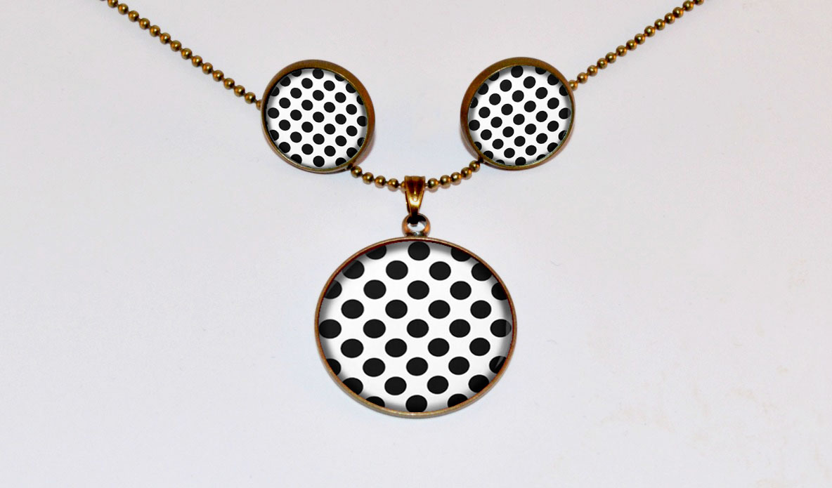 Vintage sada - černobíle puntíkovaná