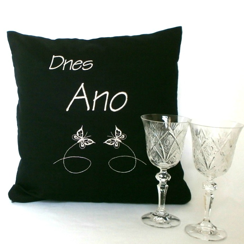 Komunikační polštářek "DNES ANO-DNES NE"- černý