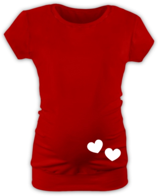 těhotenské TRIČKO červené s výšivkou SRDCE, bílé