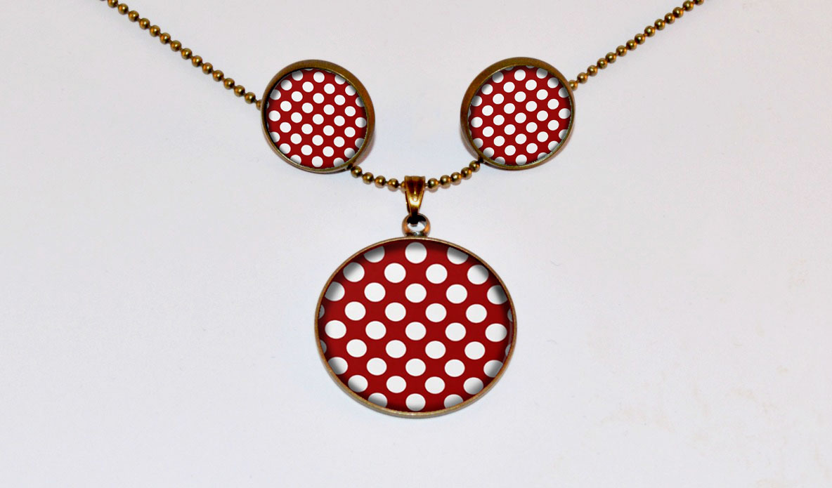 Vintage sada - červená puntíkovaná