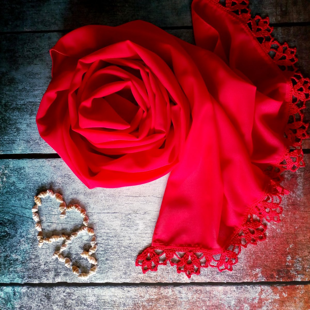 Dva na lásku - šifonový šál s krajkou