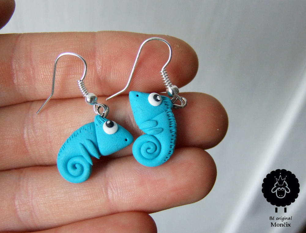 Chameleoni fimo náušnice