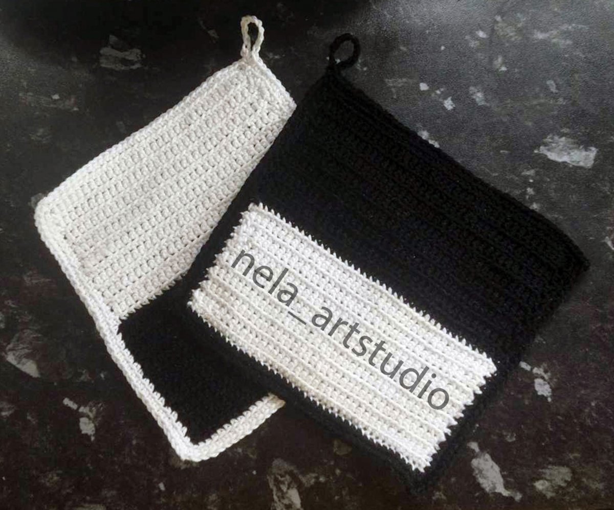 Háčkovaná chňapka/podložka pod hrnec sada 1