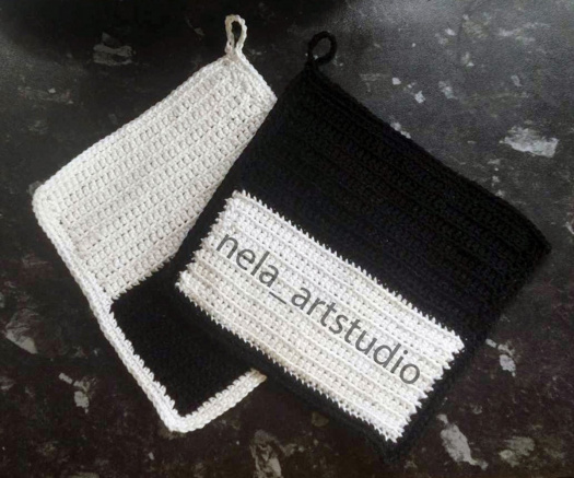 Háčkovaná chňapka/podložka pod hrnec sada 1