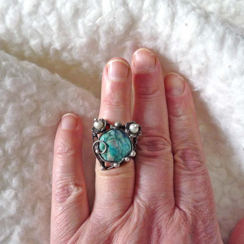 Srdce v květu...chryzokol prsten