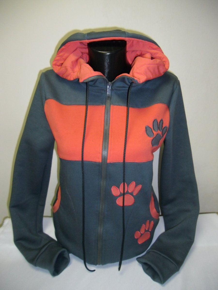 Mikina šedá s lososovými tlapkami