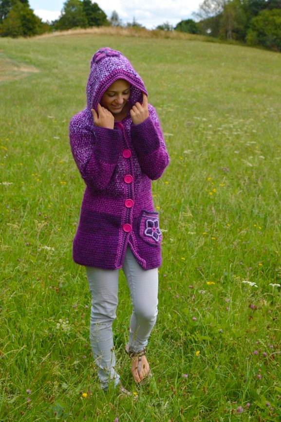 Háčkovaný svetr PURPLE