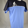 Tmavo-světle modré tričko s bílým cyklistou