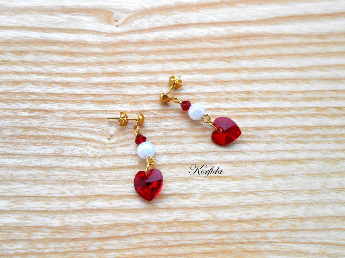 Náušnice - Swarovski srdíčka (1252/15)