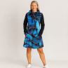Dámská mikino-tunika s kapucí - modrý mramor (teplákovina)