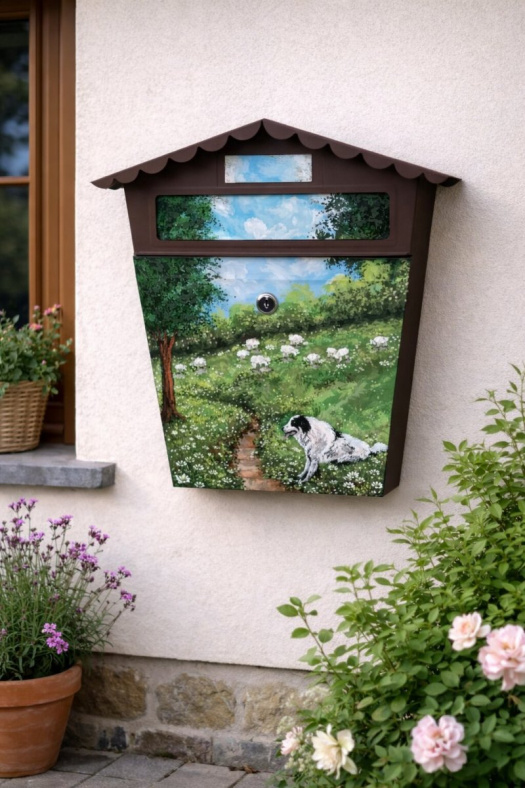 Ručně malovaná poštovní schránka – pejsci