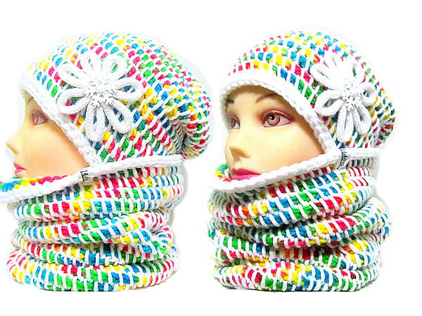 SOUPRAVA ČEPICE A NÁKRČNÍKU S APLIKACÍ